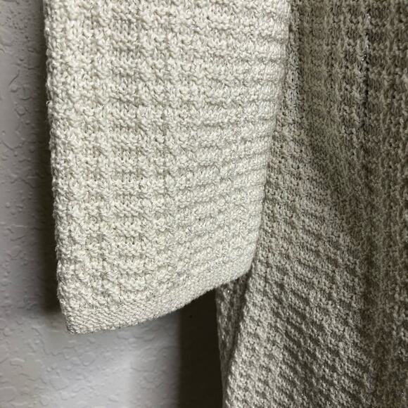 Talbots white ivory silver metallic open front long sweater jacket size 1X NWT - Picture 6 of 14